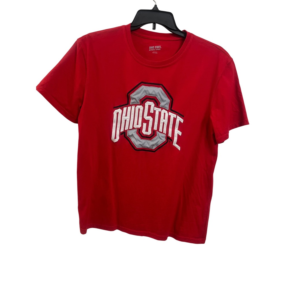 Ohio State Buckeyes Authentic Apparel Red Embroidered Logo T-Shirt Mens‎ Large